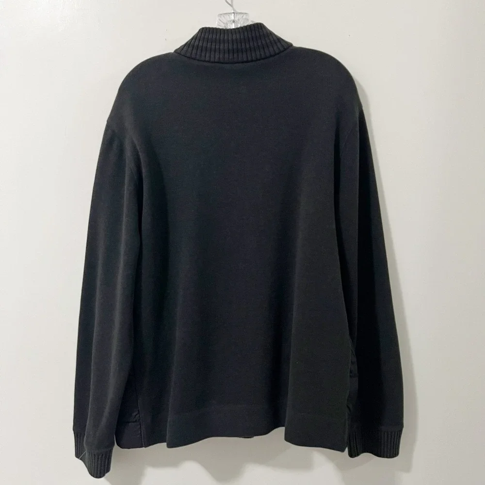 Hugo Boss Mens Black Cotton Quarter Zip Pullover‎ Sweater Nylon Side Panels XXL